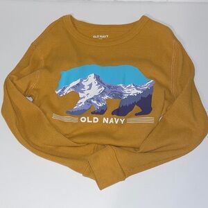 Old Navy Golden Long Sleeve Tee with Bear and Mountain Design